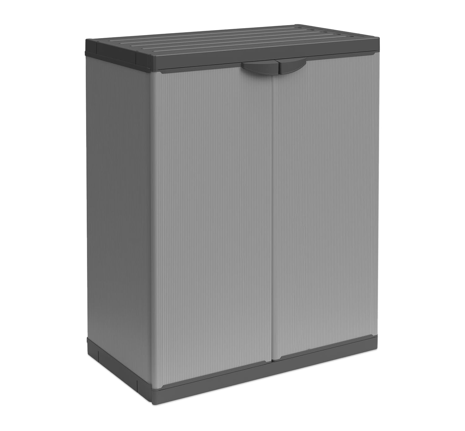 Armadio Basso 2 Ante da Esterno 68x40x85h cm, Ripiano e Maniglie + 3 Borse Raccolta Differenziata Colorate - Idrorepellente, Riciclaggio, Robusto, Anti odore, Lavabile - Sistemi Modulari