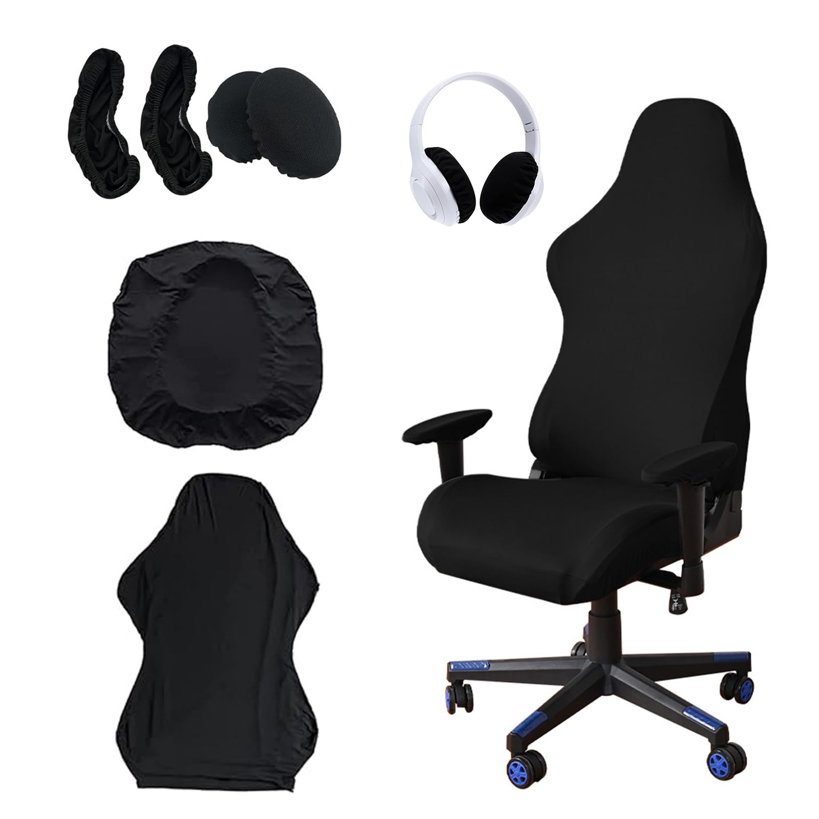 Funda para Silla Gaming 6 Piezas Funda para Silla de Escritorio Extensible Desmontable con Reposabrazos Funda para Reposabrazos Silla Funda para Silla de Oficina Funda para Silla de