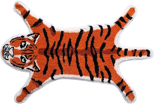 Alfombra con forma de tigre, bonita alfombra de baño de dibujos animados para alfombras de baño, alfombra decorativa con estampado de animales,