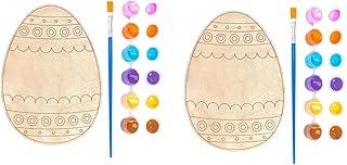 Zankie 1/2 Juegos De Pintura Personalizada para Huevos De Pascua – Huevo De Pascua En Blanco De Madera con Pincel Y 6 Colores De Pintura para Niños con Nombre Personalizado, Pintura DIY