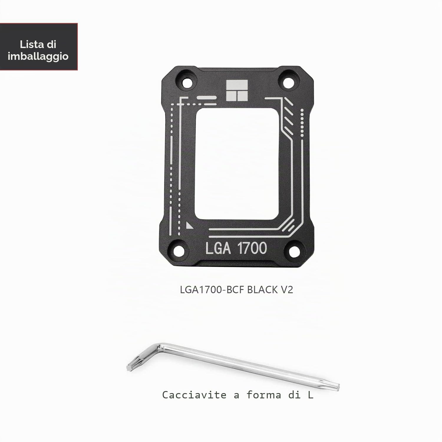 Thermalright LGA1700-BCF Nero V2 Fermo CPU, Intel 12/13/14th Anti-Bend Retainer, LGA1700 CPU, LGA17XX Correttivo CPU Bend Retainer, Standard per dissipatori di calore (LGA1700 BCF Nero V2)