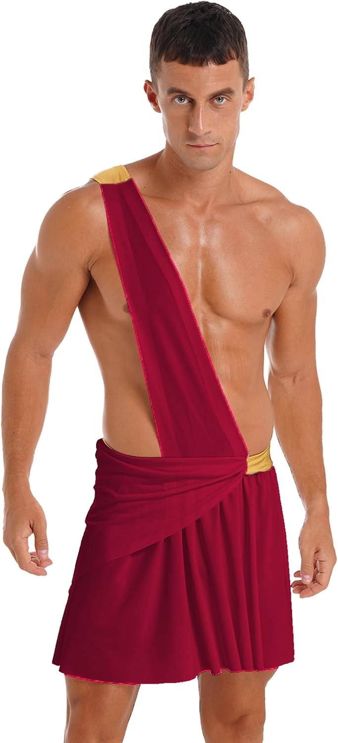 Choomomo Men's Halloween Cosplay Costume One Shoulder Ancient Greek God Outfits Fancy Dress