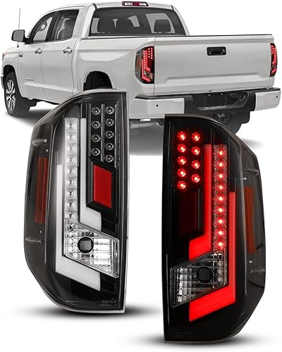 Nixon Offroad Luces traseras para Toyota Tundra 2014-2021, lámparas traseras LED, repuesto de 1 par (carcasa negra brillantelente transparente)