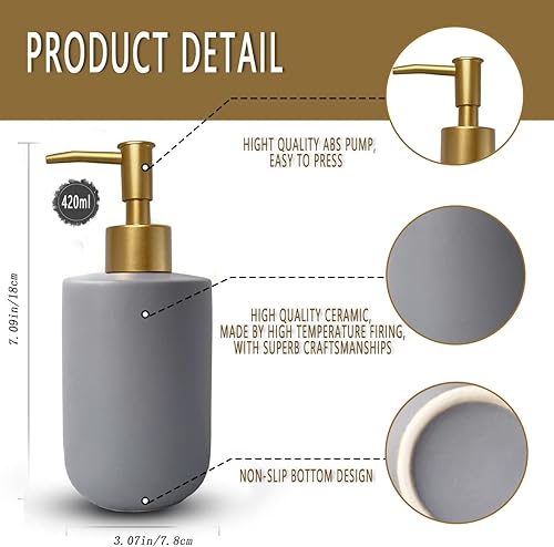 Miniatura 6 de Dispensador de jabón líquido para baño con bomba dorada dispensador de jabón de platos para fregadero de cocina loción recargable de encimera