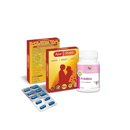 VitaGreen Ayur Shakti + Rambha Ayurvedic Capsules For Men & Women Wellness(10 cap + 14 Cap) Herbal