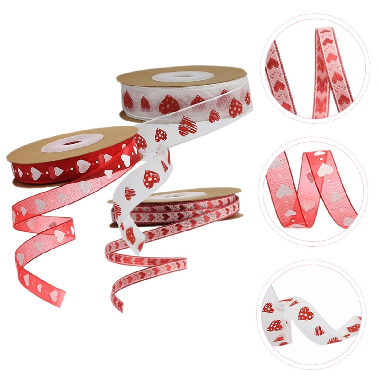 TEHAUX 12 Rollen Liebevolles Herzband Valentinstag Ripsband Hochzeit Liebesbänder Liebespaketband Liebesband Zum Basteln Gestaltetes Geschenkband Polyester Drucken Liebe Tasche Braut