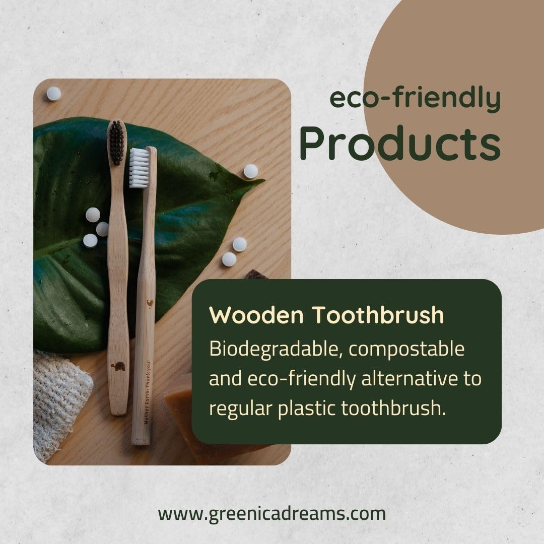 Spazzolino da denti in bambù, ecologico, biodegradabile, setole morbide, cura personale, uso quotidiano, (Adult bamboo toothbrush, 15, unità)