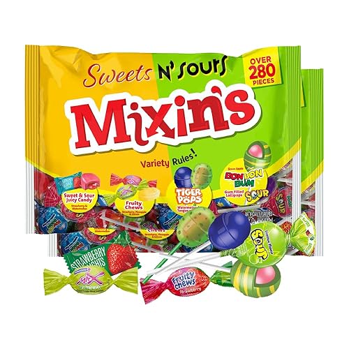 Colombina Mixin's Sweets N' Sours - Paquete variado de dulces, envueltos individualmente, sin gluten, ideal para fiestas, piñatas y vacaciones,