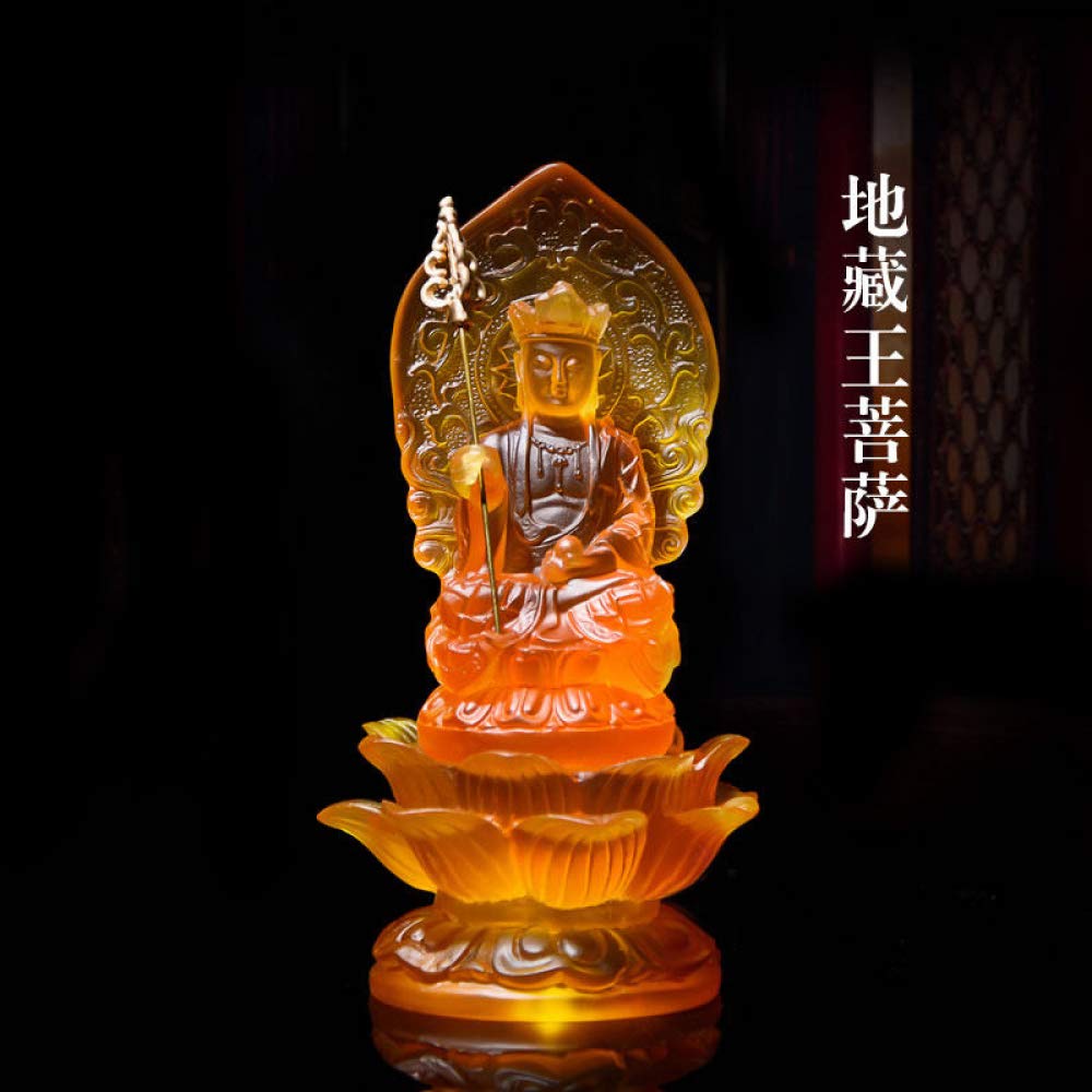 Glass Buddha Statue Decoration, Dizang King, Guanyin Bodhisattva, Sakyamuni Buddha, Home Offering Ornaments,A