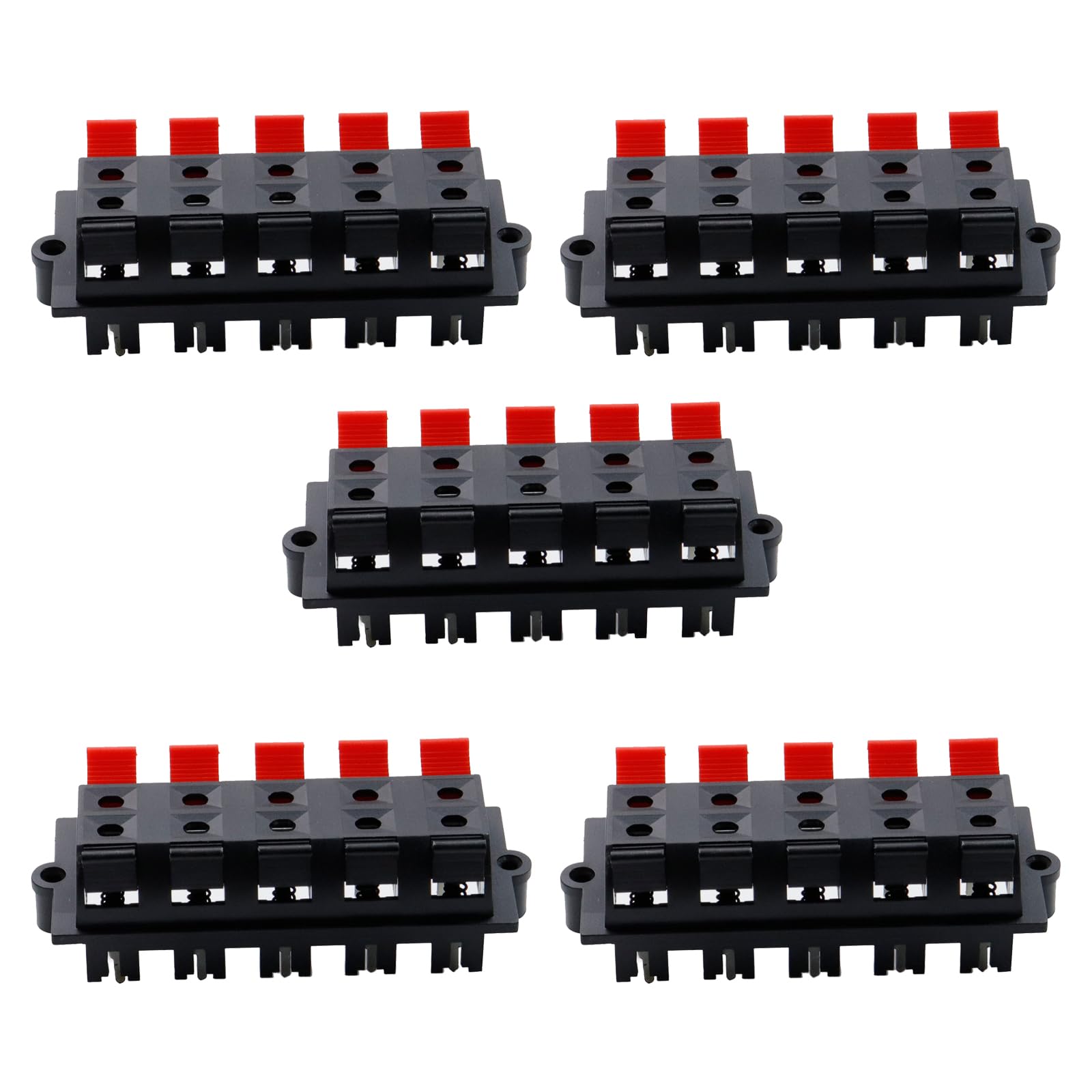 Dahszhi WP10-03B Straight Speaker Terminal Strip,Speaker Spring Connection Clip Terminals Strip Block Jointing Clamp Test Clip Jack Socket Push Release Connector 5Pcs
