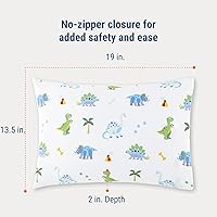 Vista 4 de Wildkin Funda de almohada 100% algodón para niños pequeños, hipoalergénica, suave y transpirable, dinosaurio tierra
