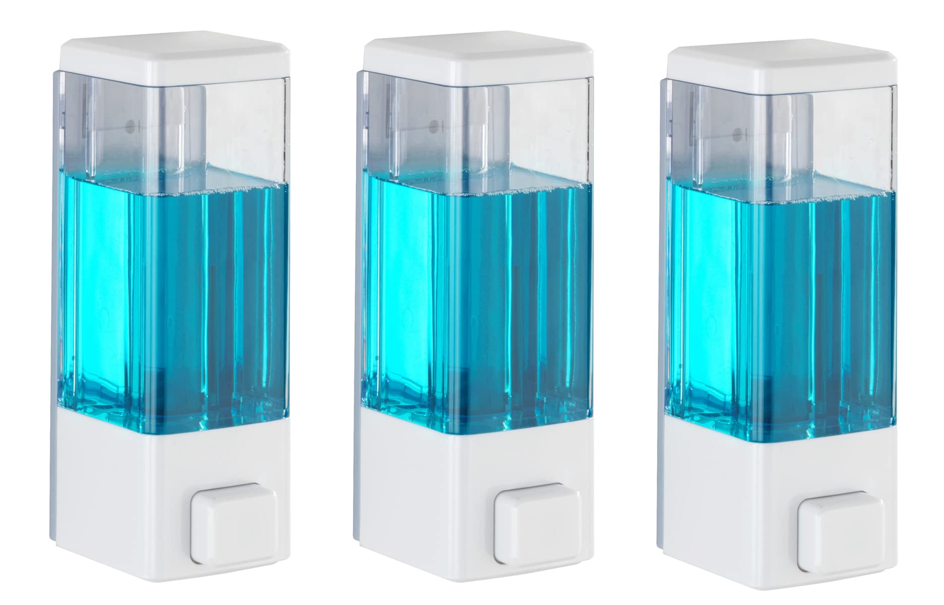 BATH GURU ABS Plastic Liquid Soap Dispenser Sanitizer Lotion Gel Shampoo Dish Wash Gel Dispenser for Bathroom Wash Basin Kitchen Sink 350 Ml Pack of 3 Clear White (B09FY3BXZ4) Amazon Price History, Amazon Price Tracker