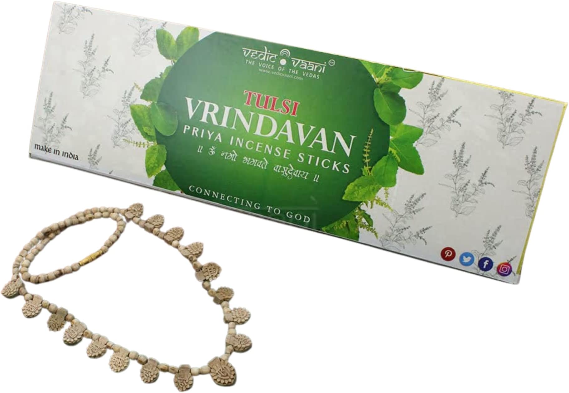 Vedic Vaani Divya Maha Mantra Vrindavani Tulasi Devi Kanthi with Vrindavan Incense Stick (Pack of 2)