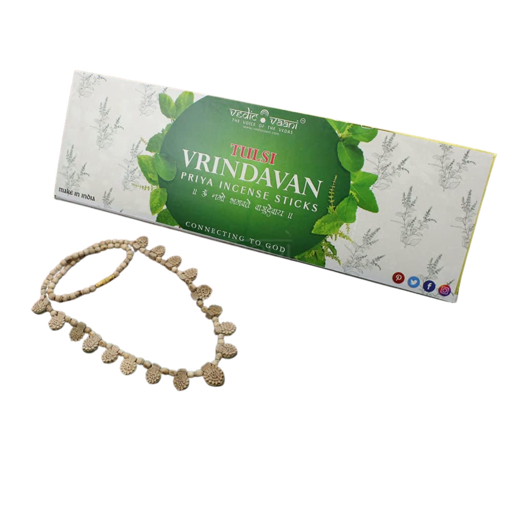 Vedic Vaani Divya Maha Mantra Vrindavani Tulasi Devi Kanthi with Vrindavan Incense Stick (Pack of 2)