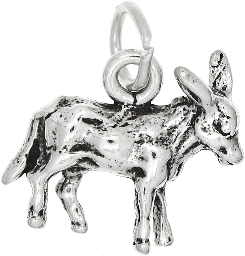 LGU Sterling Silver Oxidized 3D Donkey Mule Charm