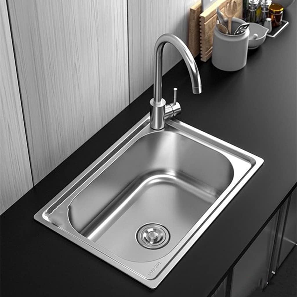 Lavelli da Cucina Arredi per la Cucina Lavello da Bar Multifunzione in Acciaio Inox 304 Lavello per Lavaggio Verdure per Uso Domestico Argento Postazione di Lavoro con ripiano Vasca Singola