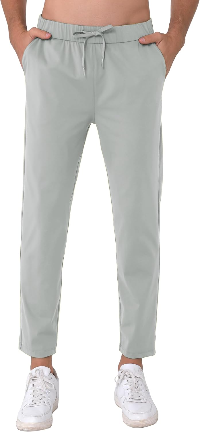 AbleTree Mens Stretch Travel Pants 27" Inseam Quick Dry Light Weight Sweatpants Workout Casual Joggers with Pockets