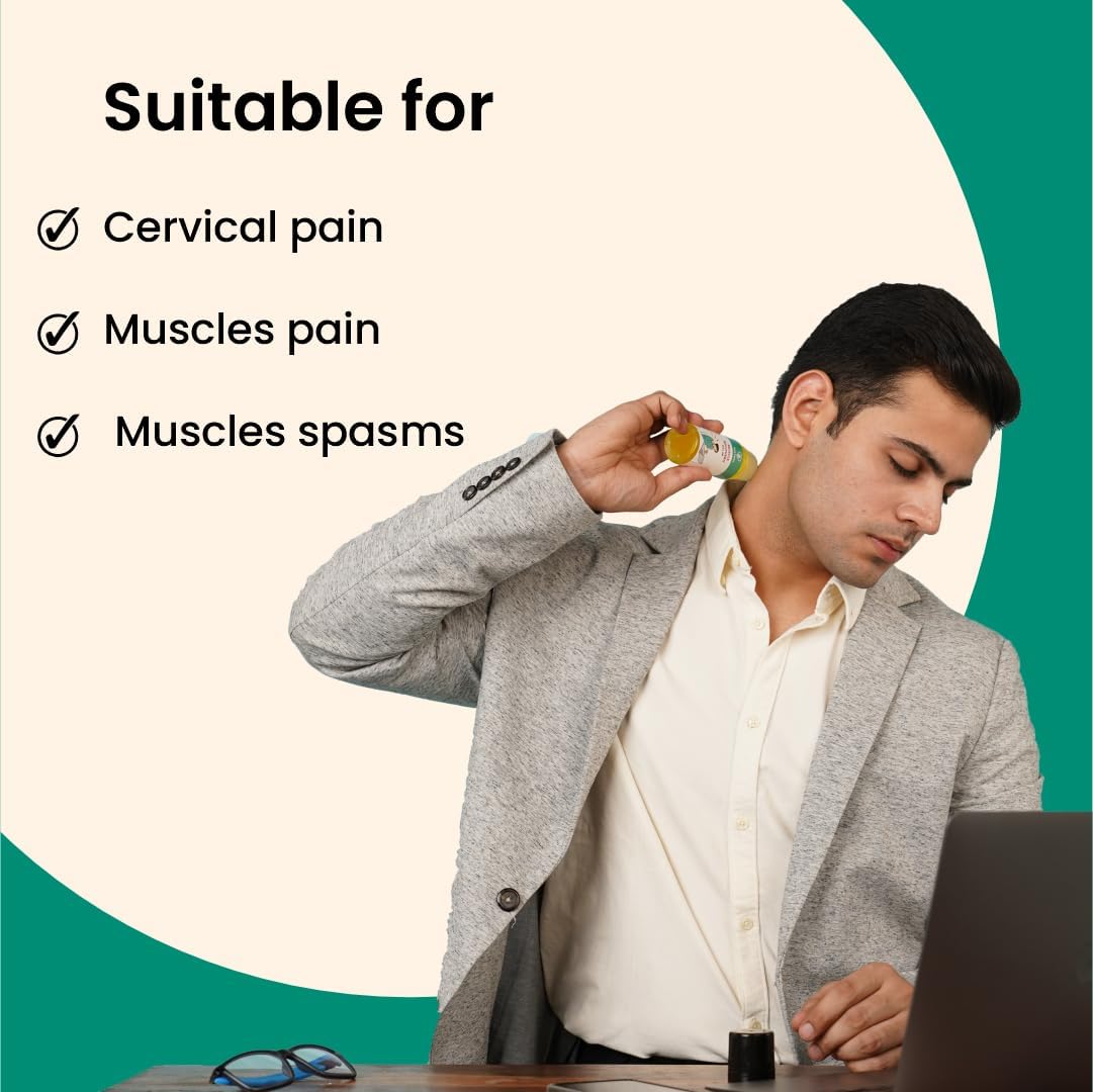 Herb Tantra Cervical Roll On For Muscle Pain & Recovery | For Tight, Overused Muscle from Gym, Sports| Very Easy To Use |100% Natural, Ayurvedic |Contains Nutmeg, Ginger Essential Oils 1
