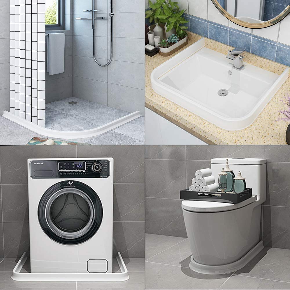 Bande d'étanchéité pour porte de douche pour séparation humide et sèche - Joint de sol en silicone pour écran de porte - Blanc - 230 cm - Étanche - Installation facile - Anti-moisissure