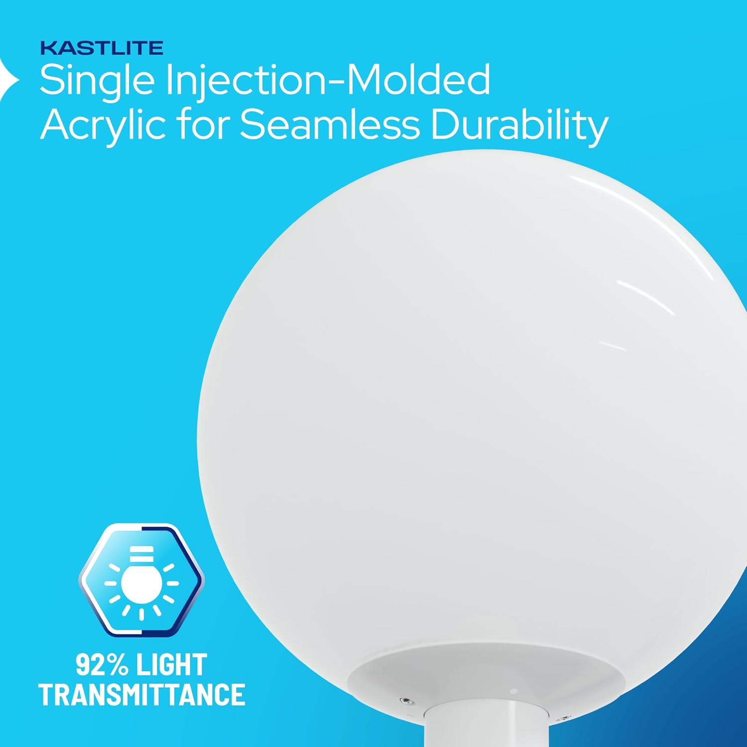 KASTLITE Lamp Post Globe Combo Lighting Fixture | 14" White Acrylic Lens with White Fitter Wing Clips | Fits 3" Diameter Posts (Not Included) | Comes with with 5000K LED Bulb