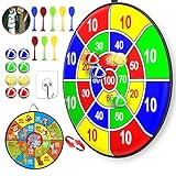 Swetup Kinder Dartscheibe, 66cm Dart Brettspiel, Doppelseitige Dartscheibe, Kinder Klett Dartscheibe, Dart Wurf Spiel Scheibe, Dartspiel für Kinder mit 8 Bällen, 8 Pfeilen für Indoor Outdoor Spiel