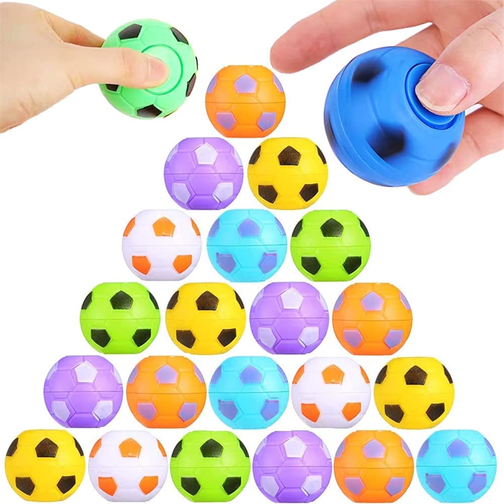 Mini Fidget Spinners Soccer Ball Toys for Kids, Rotatable Soccer Finger Stress Balls, Stress Balls Spinning Toys, Soccer Party Favors Goodie Bag Stuffer for Kids Birthday Easter (12Pack, Random Color)