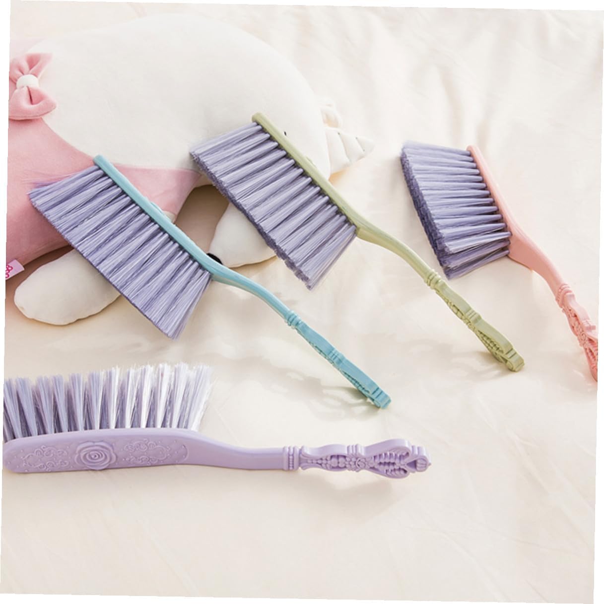 Hemobllo 6pcs Bed Cleaning Brush Set with Thick Hollow Handle, Household Dusting and Sofa Cleaning Brushes, Blue Green Pink for Home Upholstery and Furniture Care image 2