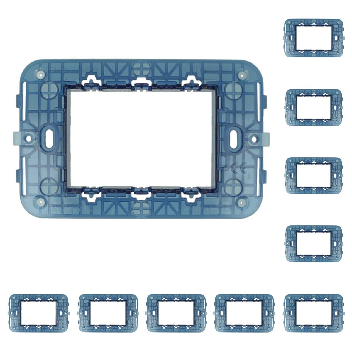 Supporti Per BTicino Living - 10 Placche Da 3 Moduli Per Prese E Interruttori, Compatibili Originali