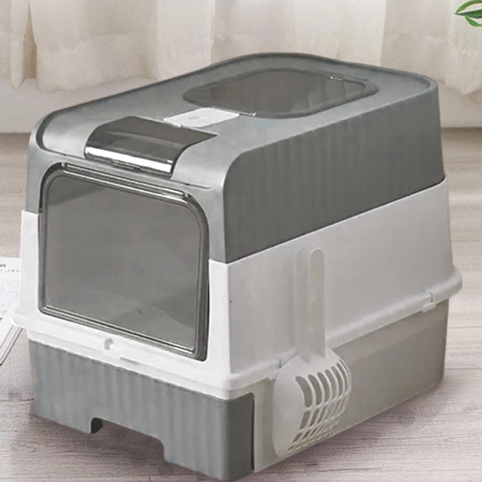 Cassetta Igienica Vaschetta Igienica per Gatti di Taglia Grande | Design Pieghevole con Inclusa per Interni, Angolo e Viaggio, Cabina Chiusa Compatta