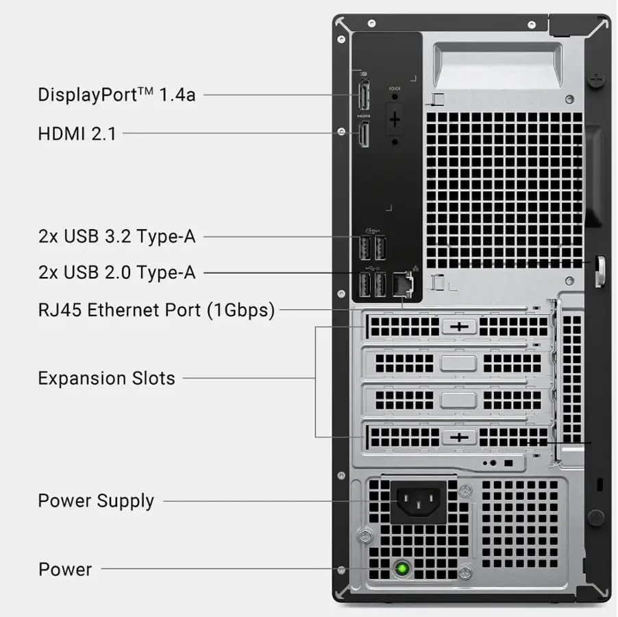 Image of Customized Dell Desktop Tower, Intel Ultra 5 (10 Core) CPU, 8GB / 16GB / 32GB / 64GB RAM, 512GB / 1TB / 2TB SSD, Ultra-Quiet Design, Dual 4K Monitor Support, Wi-Fi 6, Card Reader, KB & Mouse, Win 11