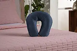 Travesseiro De Pescoço Para Viagens Feito Em Tecido Suede Com Zíper e Enchimento 100% Fibra Siliconada, Confortável, Extra Macio e Durável (Azul Marinho)