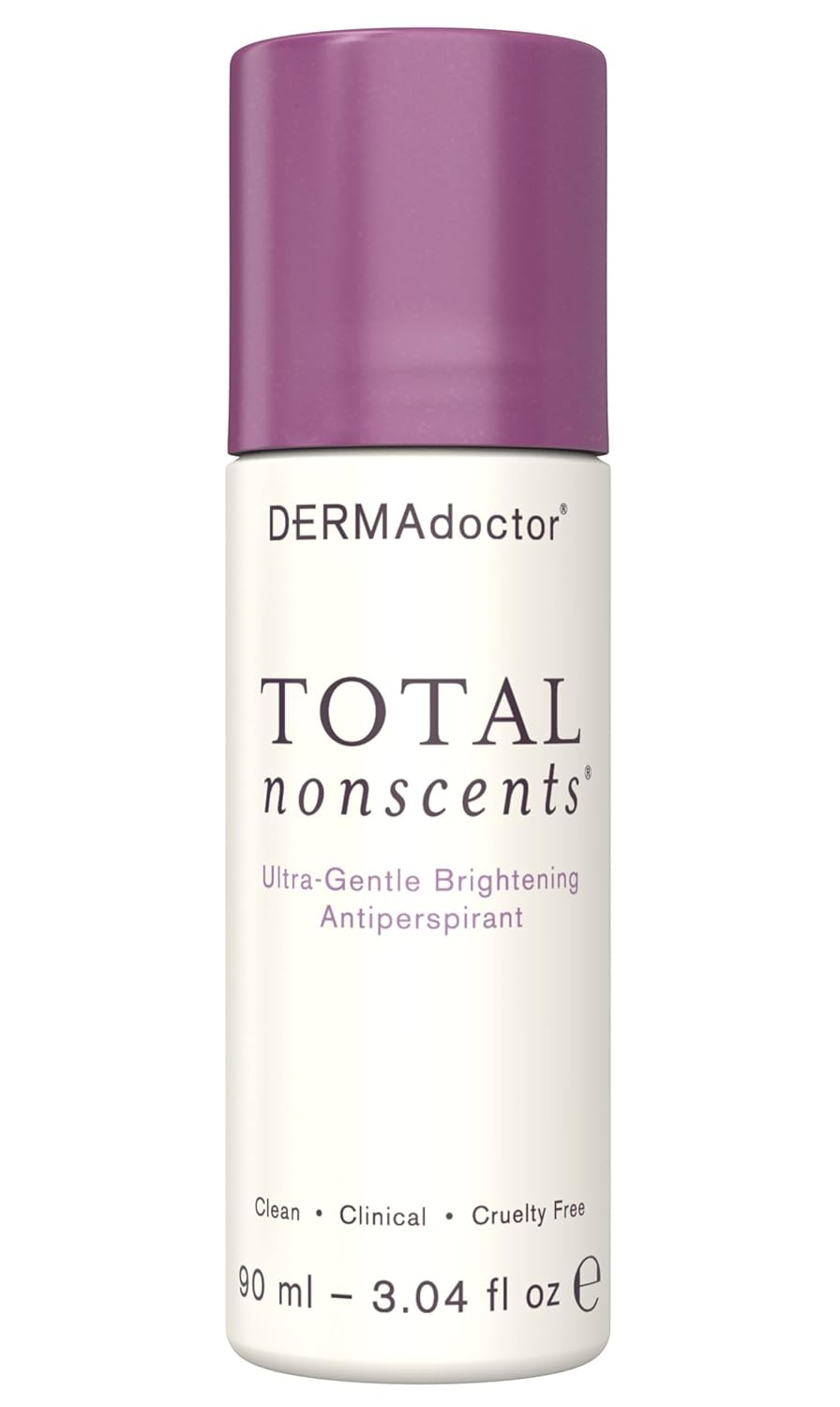 DERMAdoctor Antiperspirant for Women Sensitive Skin, Total NonScents Ultra-Gentle Illuminator, Unscented Clinical Strength Antiperspirant Deodorant for Men & Women; Hypoallergenic Roll On - 3.04 oz