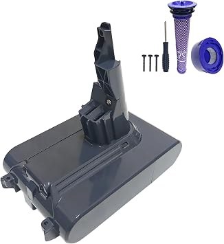 Replacement for V7 Battery Compatible with SV11 V7 Motorhead V7 Trigger V7 HEPA V7 Animal V7 Car+Boat V7 Absolute Handheld Vacuum Cleaners with 3 Screws and 2 Filters 21.6V 6.0Ah