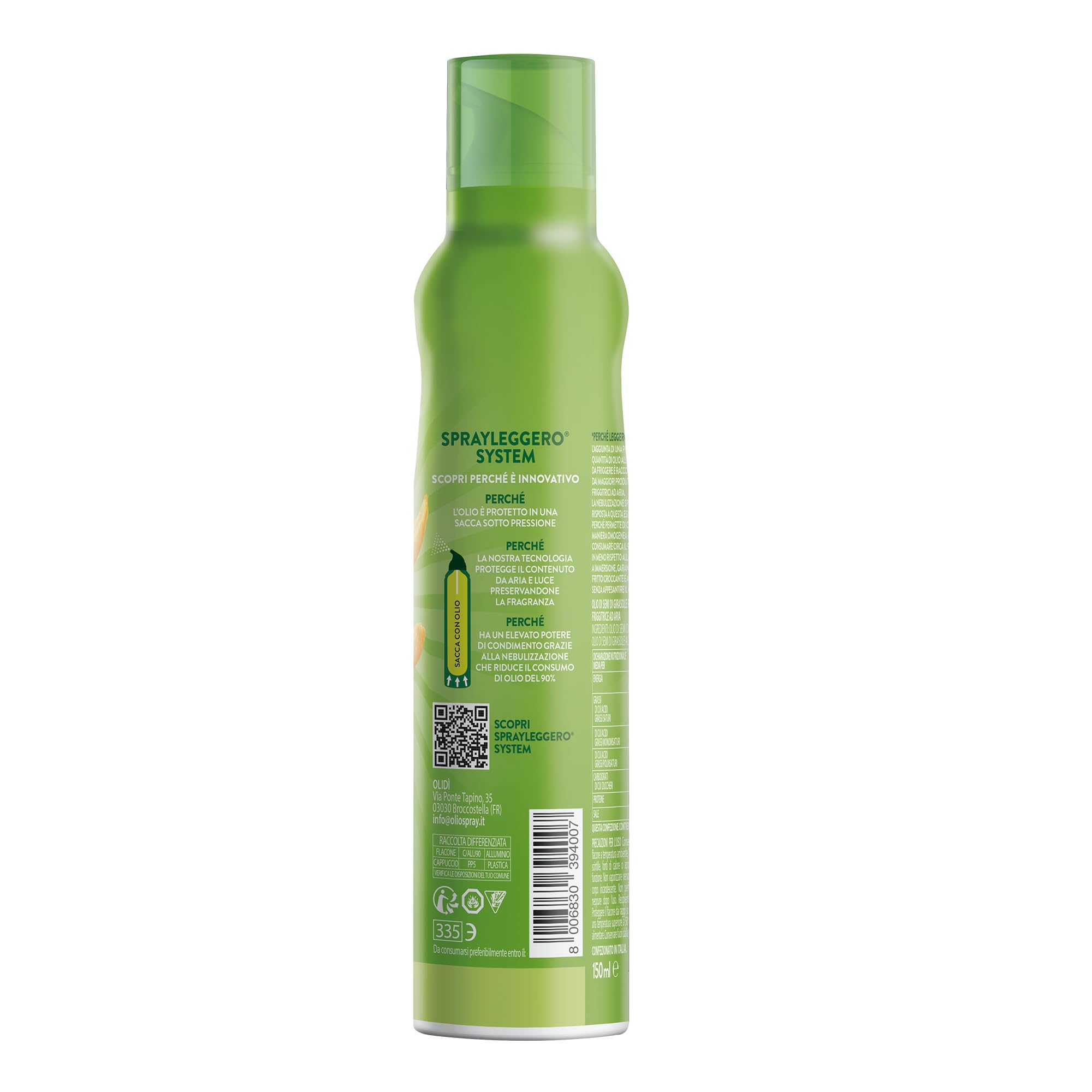 Olidì, 3X150 ml, Olio Spray per Friggitrice ad Aria, Spray da Cucina, Olio di Girasole Alto Oleico, Zero Sprechi e Dosi Precise, Nebulizzatore Olio