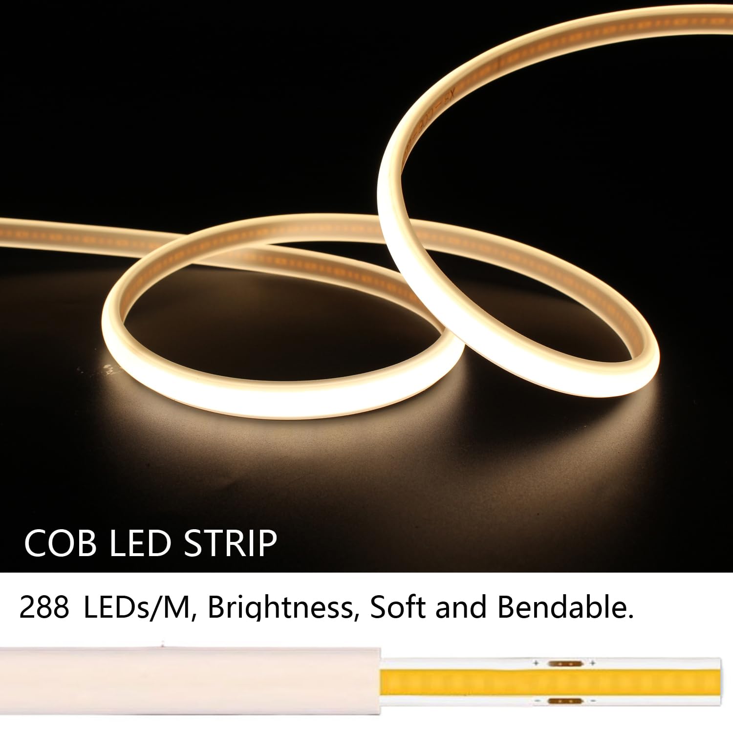 Striscia LED COB 10 m, 230 V, collegamento diretto a LED, impermeabile, autoadesiva, per esterni, flessibile, 4000 K, colore bianco naturale per interni ed esterni, illuminazione