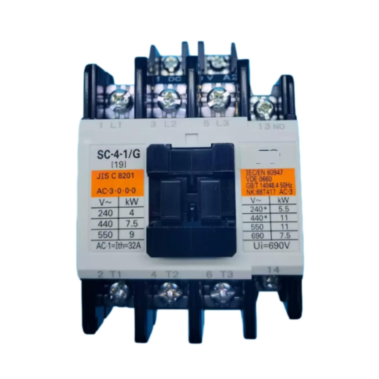 Contacteur électromagnétique bobine DC220V inverseur 13NO rail DIN SC-4-1/G