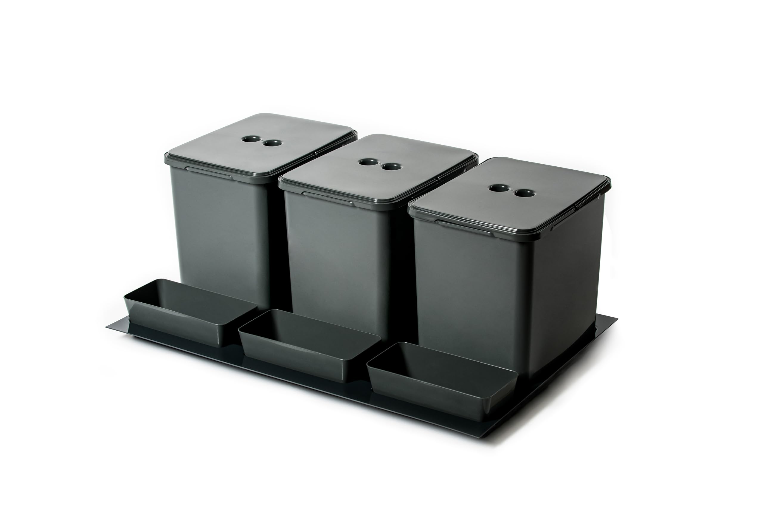 Generico Pattumiera per base cassetto 90 cm cucina - 3 secchi H. 23 - Capacità: 36 Litri totali (3 secchi da 12 Litri) raccolta differenziata cassettone