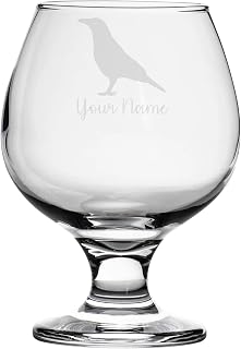 Personalised Crow Engraved Brandy Snifter Glass, Animal Gift for Women, Gift for Men