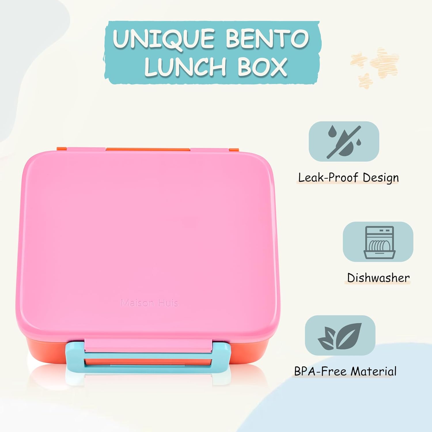 Bento Lunch Box for Kids with 8oz Soup Thermo Leak-Proof Lunch Food Containers with Snack Sauce Container for Kid Girls Boys to School,Pink - Image 6
