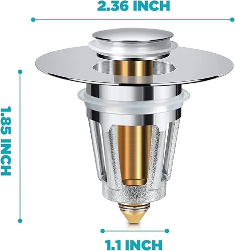 Miniatura 5 de Tapón universal para lavabo de baño, para filtro de drenaje desplegable de 1.1 a 1.5 pulgadas, con núcleo de bala de 1.1 a 1.5 pulgadas, convertidor