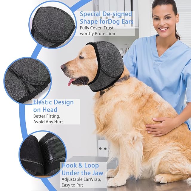 Foto 3 de 7 de XFSRG Orejeras para Perros Cubierta Alivio de la Ansiedad y Protectores de Oídos Ajustable para Perros…