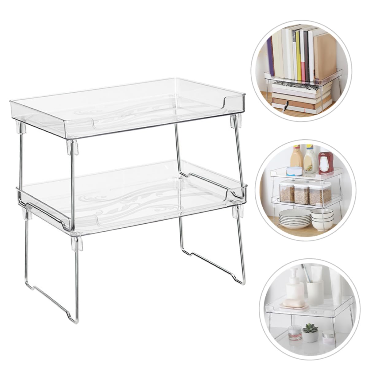 Hemobllo 2pcs Organisateur de Porte-épices en Acier Inoxydable et Plastique Étagère à Épices pour Placard Charge Élevée Bureau et Salle de Bain