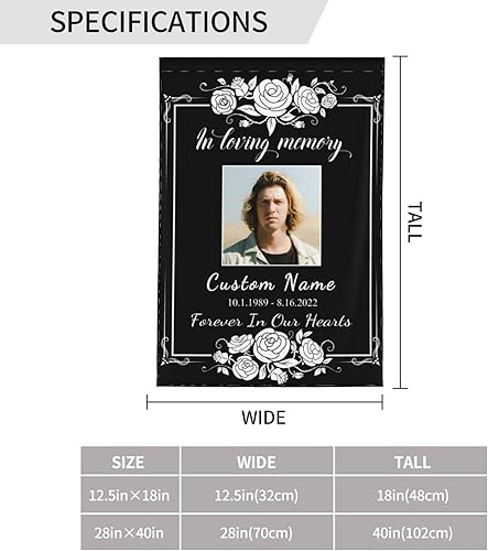 Miniatura 4 de Bandera conmemorativa personalizada con memoria amorosa banderas de jardín personalizadas con fecha de nombre de foto letrero funerario