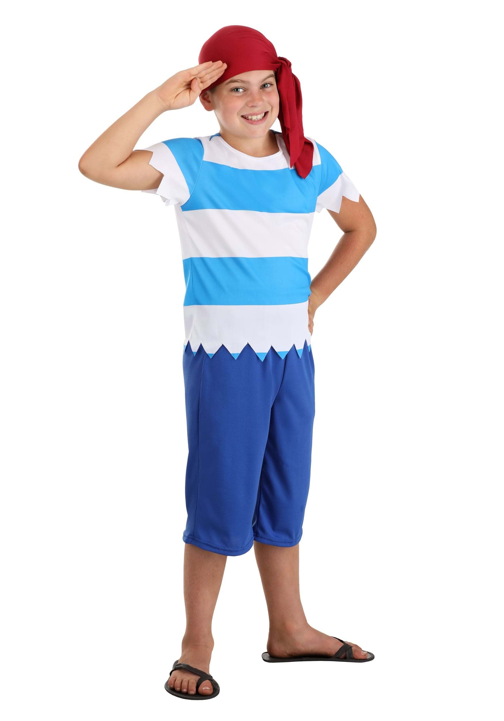 First Mate Costume for Kids - Shirt, Shorts, and Scarf with Striped Design