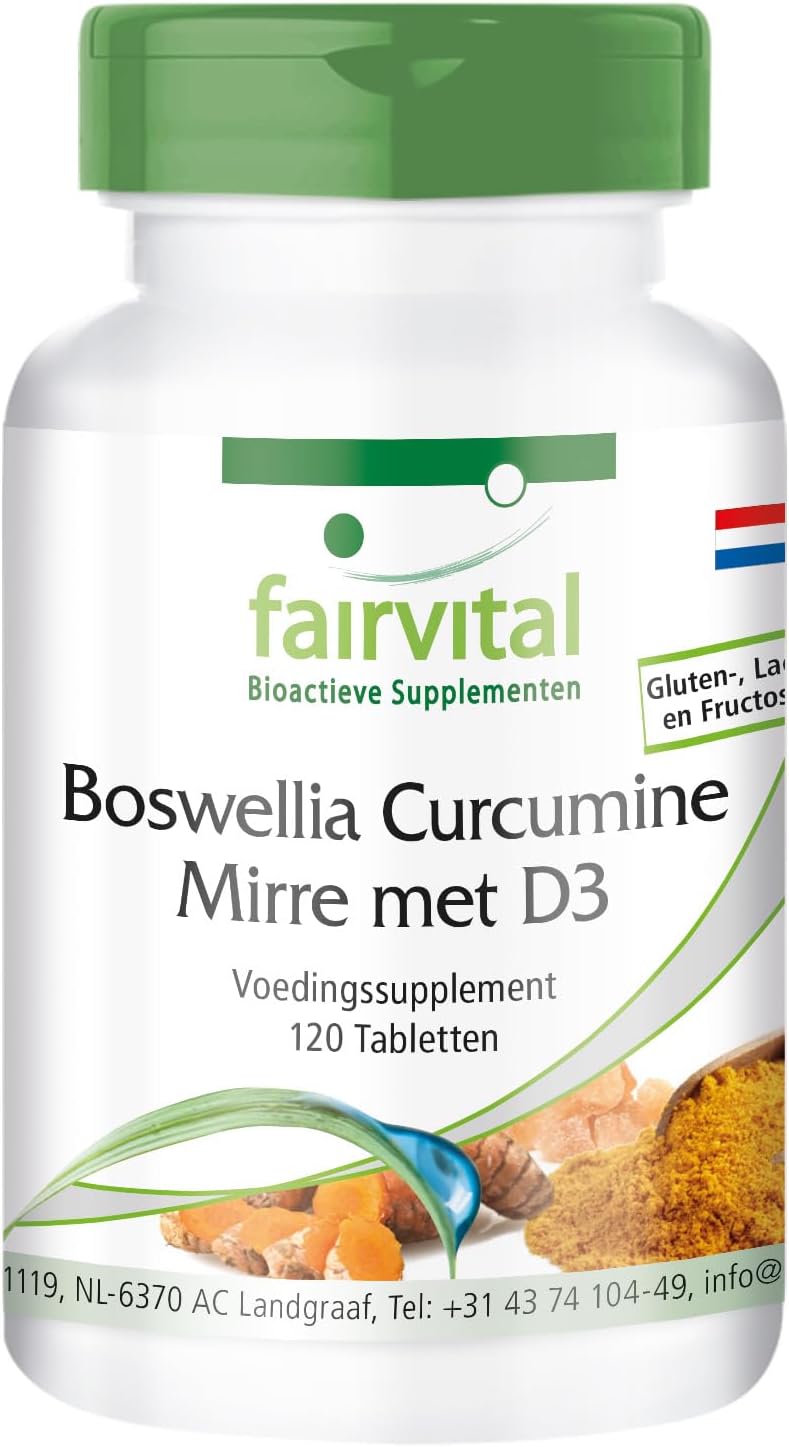 Boswellia Tabletten Met Curcumine, Mirre En Vitamine D3 – Hoog Gedoseerd – 120 Tabletten Boswellia Tabletten Met Curcumine, Mirre En Vitamine D3 – Hoog Gedoseerd – 120 Tabletten