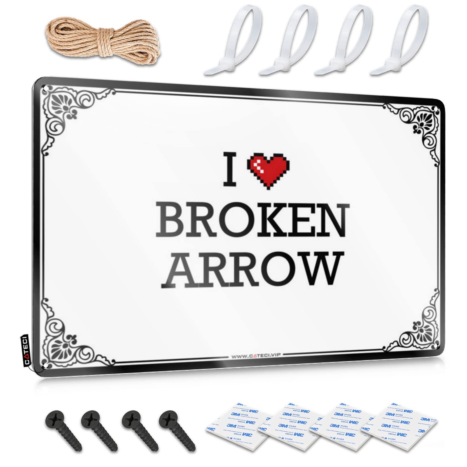 Fzfn Colour Tin Sign Farmhouse Porch Decor Ready To Hang - I Love Broken Arrow Reusable For Work(30X40cm)
