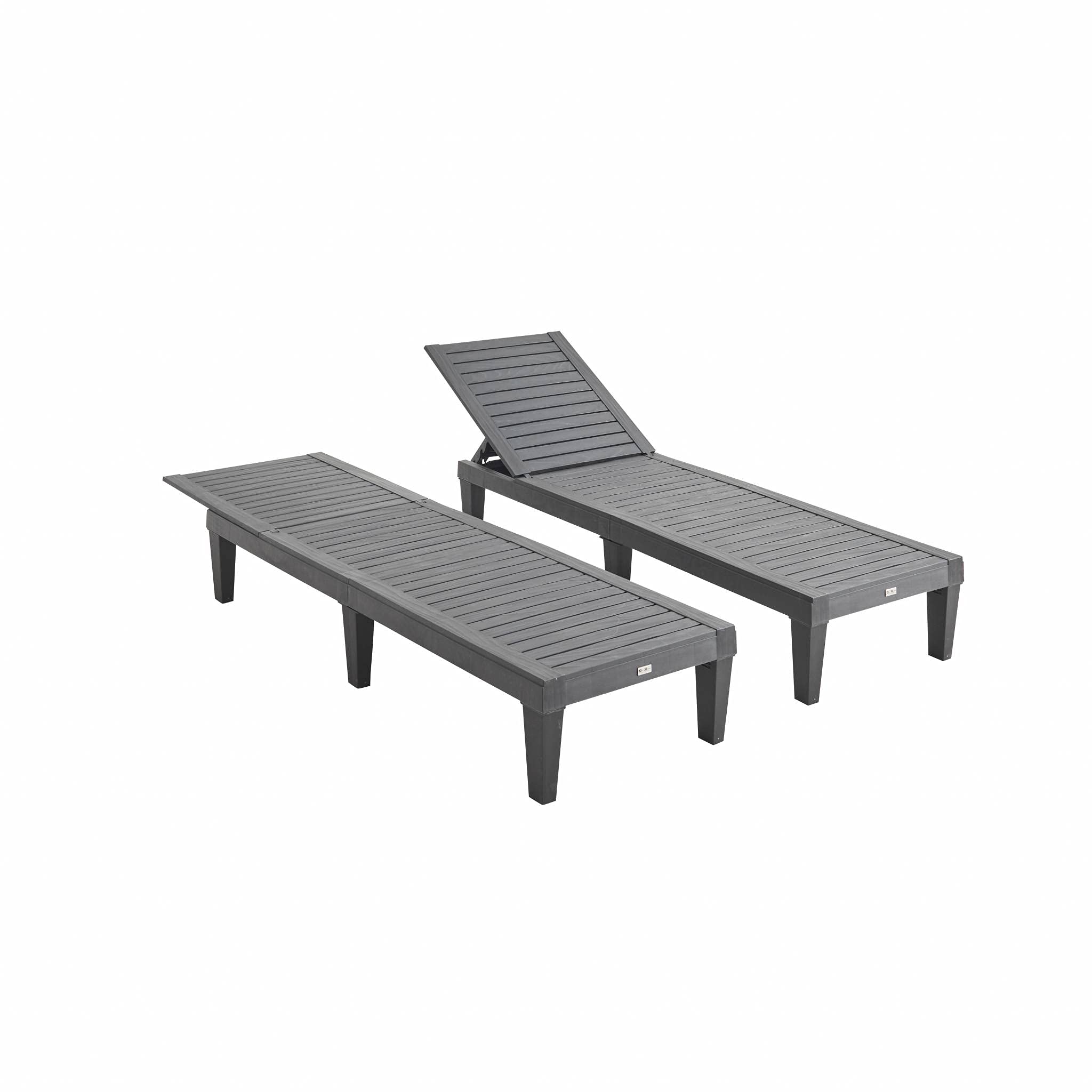 sweeek-Tumbonas de multiposición, set de 2 Negro - 157x83.5x58 cm