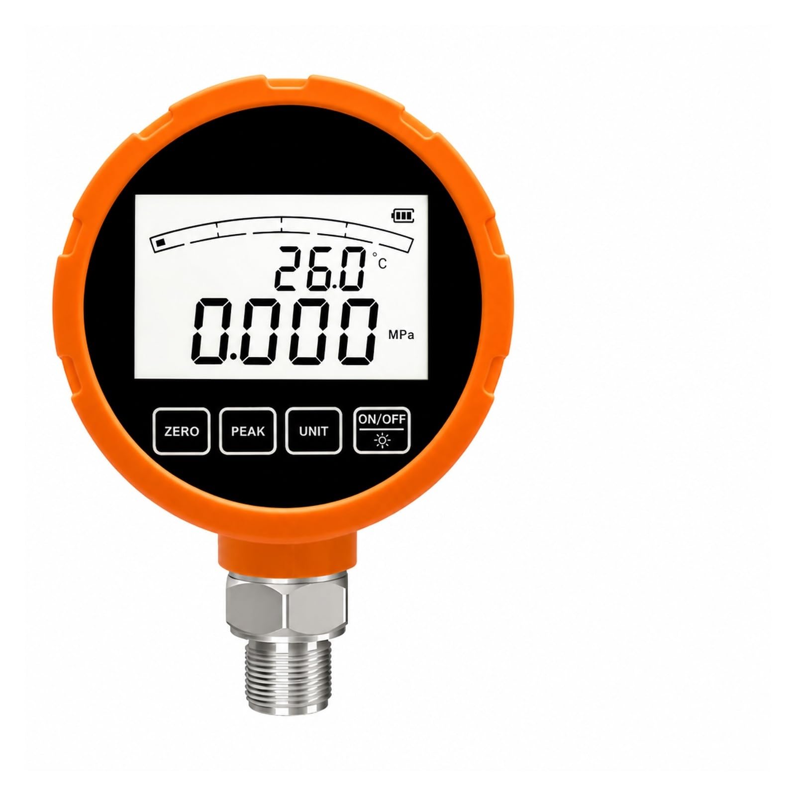 Ciśnieniomierz, Cyfrowy Manometr Hydrauliczny ME461P LCD Ze Stali Nierdzewnej | NPT 1-8 0-100KPa