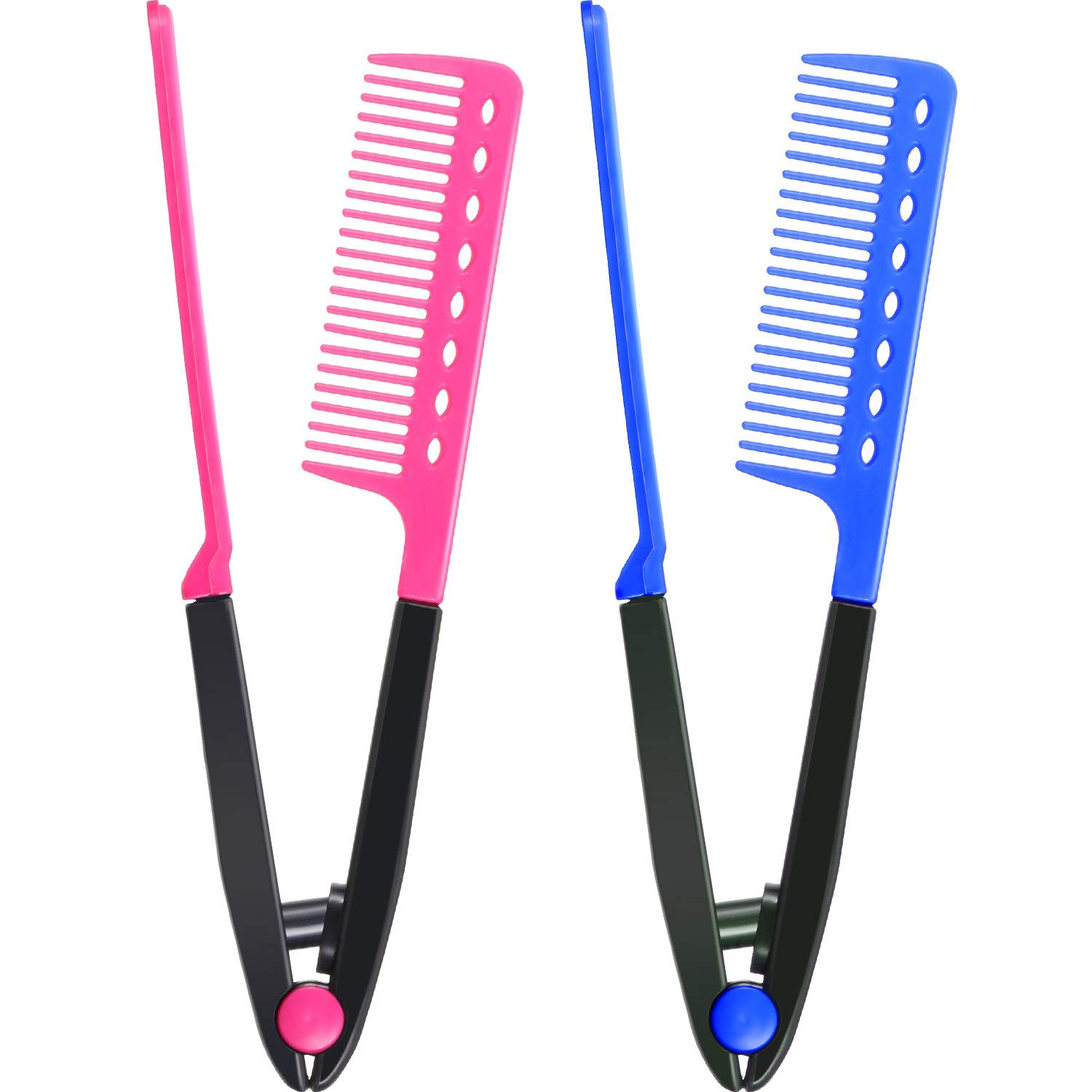 2 Pieces Flat Iron Comb Straightening Comb Salon Hair Brush Combs
