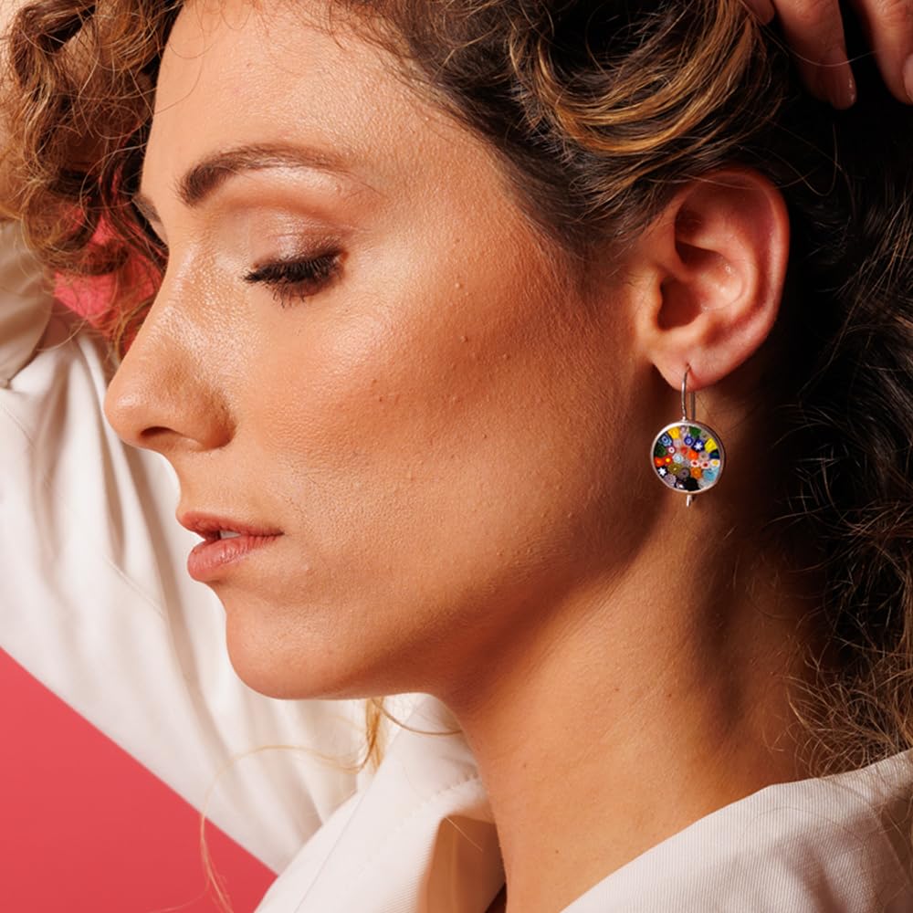 Venetiaurum - Pendientes para Mujer con Murrina en Cristal de Murano Original y Plata 925 - Joya Made In Italy certificada